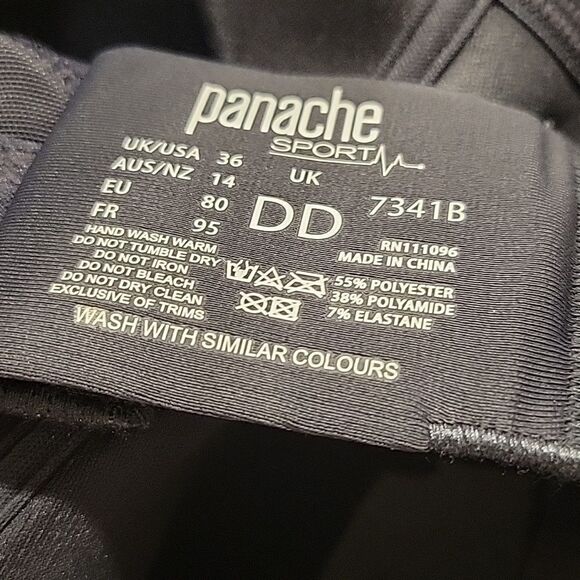 Panache Women's Non-Wired Sports Bra Charcoal Marl 36DD NWT 7341B - Picture 7 of 7